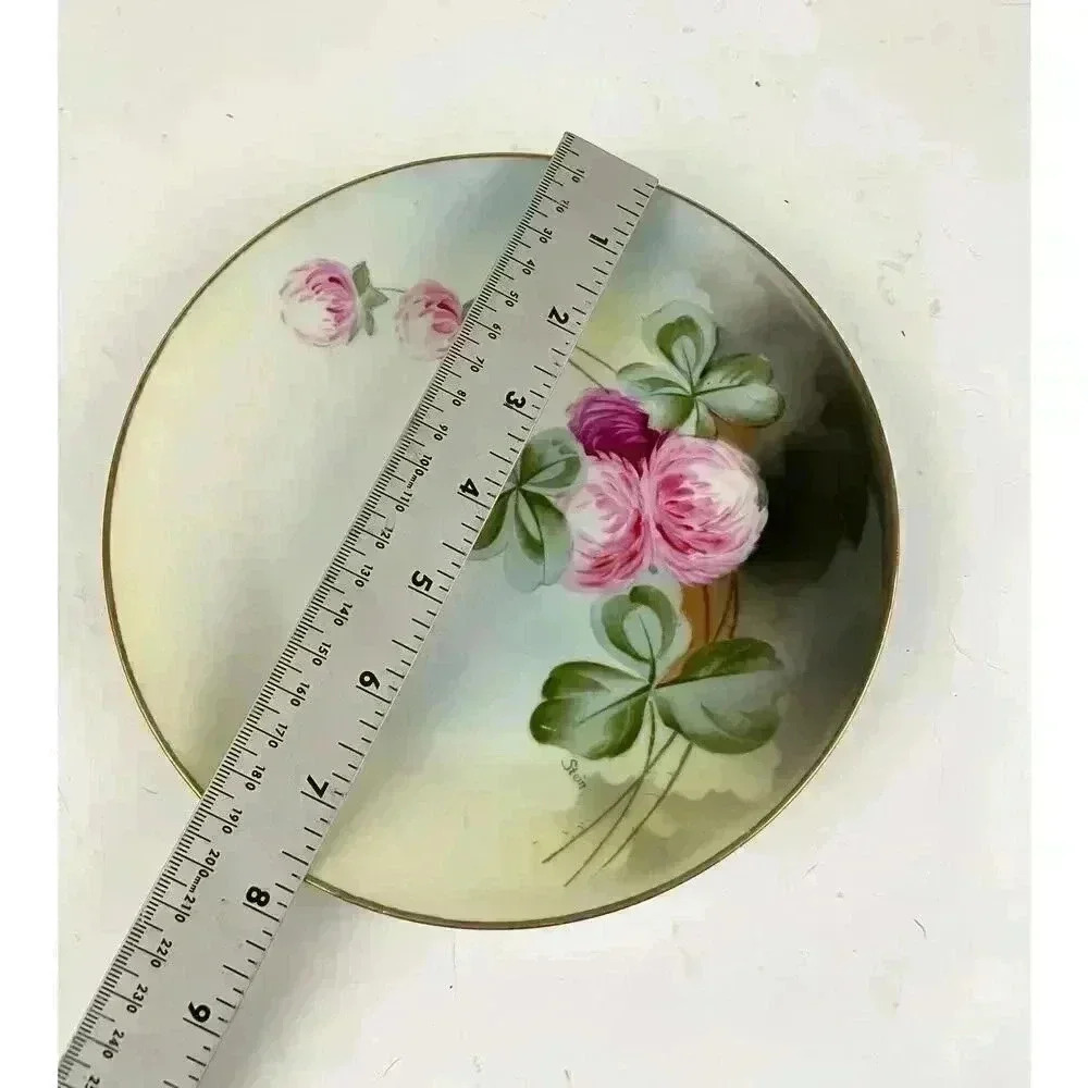 Royal Rudolstadt Prussia Hand Painted Floral Plate Roses Stein 7.5" Gold Trim - Picture 3 of 9